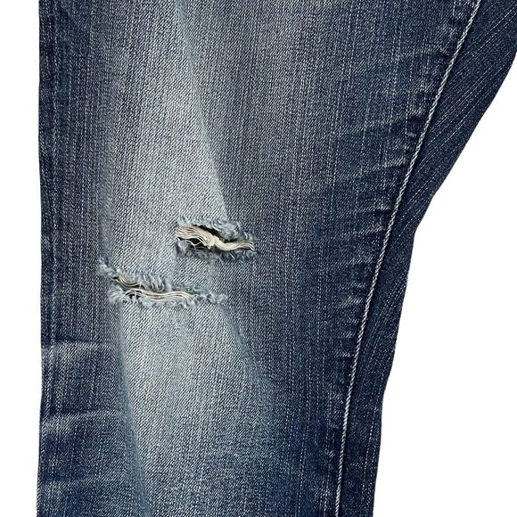 Express SZ 34x34 Alec Super Skinny Jeans Whiskered Pockets Mid-Rise Distressed - Picture 3 of 10